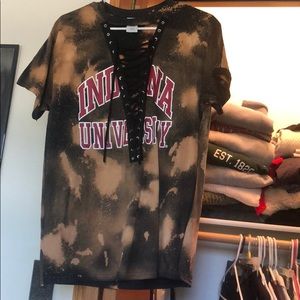 Lace up Indiana University tailgating top